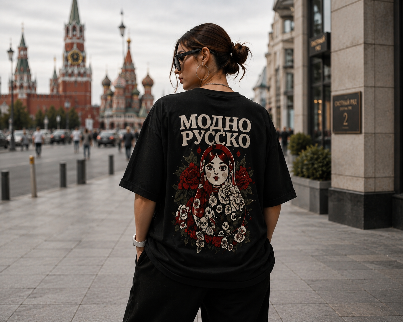 Футболка с авторским принтом Матрешка